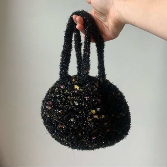 [SOLD] VINTAGE 1920’s Style Round Black Chenille Festive Pouch - Picture 5 of 6
